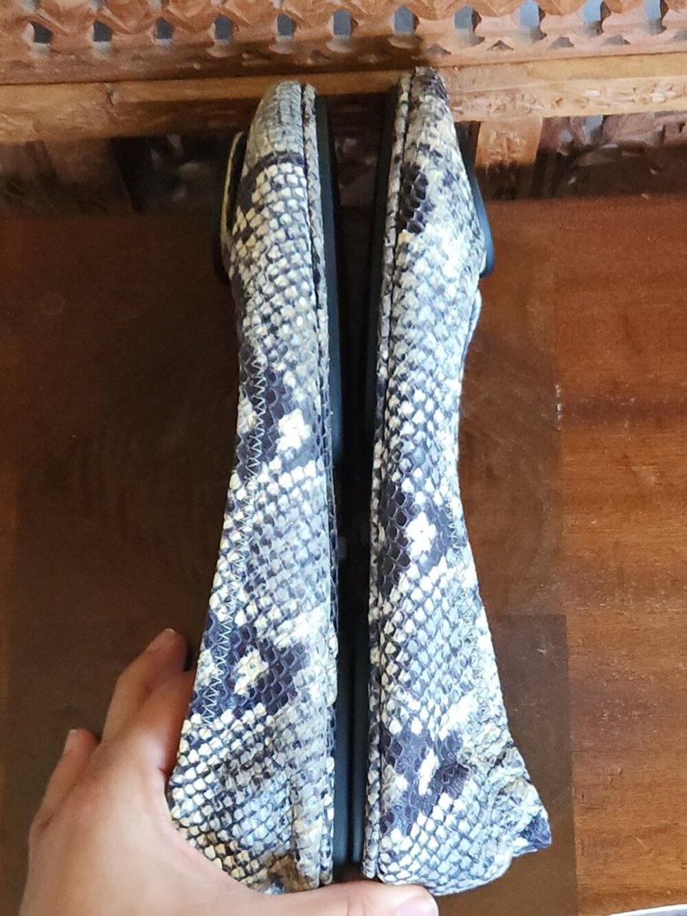 Tory Burch Minnie Roccia Travel Flats - White Python Design - Picture 7 of 9